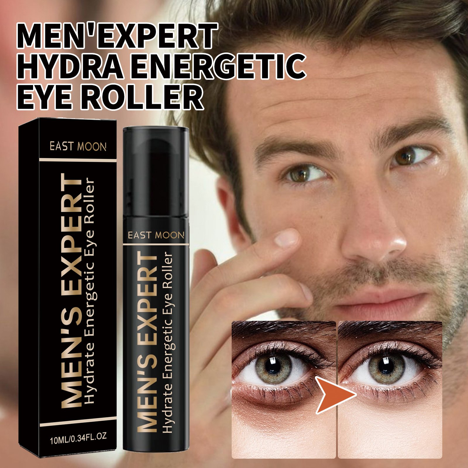 East Moon Men's Hydrating Energizing Eye Roller Firming And Lifting To Reduce Fine Lines And Dark Circles Under Eye Bags - Image 3