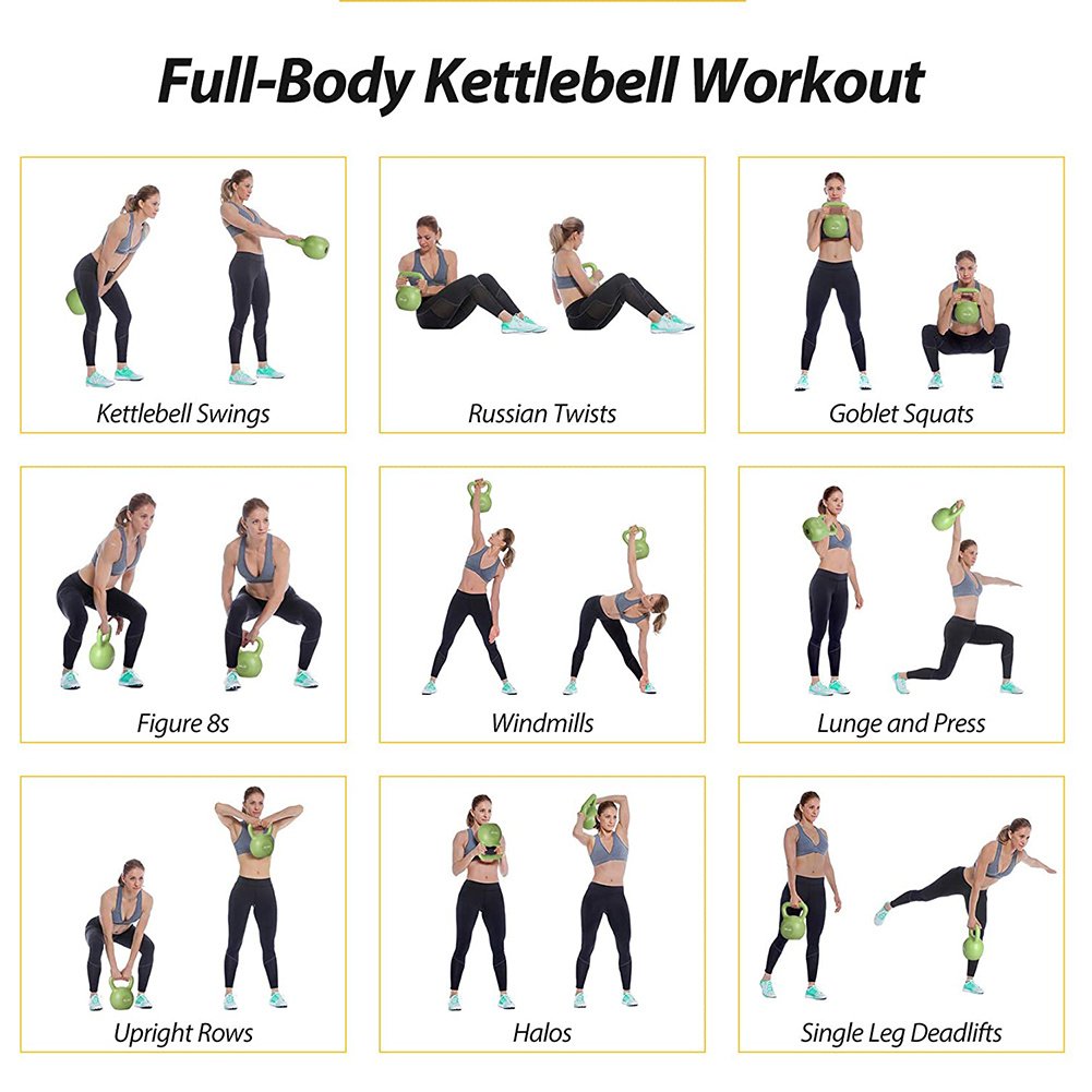 15lbs Kettlebell Set, Strength Training Kettlebells Weight Set For Women, Vinyl Coated Kettle Bell For Home Gym Workout Weight Lifting Equipment, Comfortable Grip Wide Handle Weights - Image 8