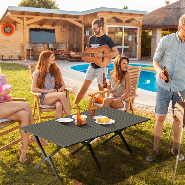 116X60X42cm Black Camping Roll Table - Image 7