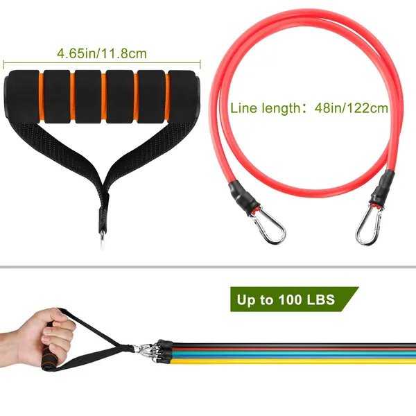11Pcs Resistance Bands Set Fitness Workout Tubes Exercise Tube Bands - Image 3