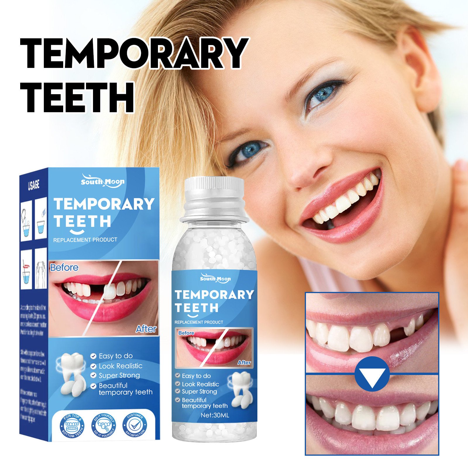 South Moon Solid Dental Gel Fixing Teeth Temporary Filling Cavities Filling Gel Dentures Denture Gap Filling Gel - Image 2