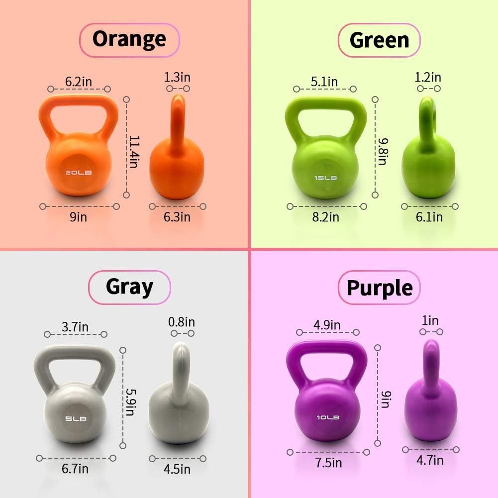 15lbs Kettlebell Set, Strength Training Kettlebells Weight Set For Women, Vinyl Coated Kettle Bell For Home Gym Workout Weight Lifting Equipment, Comfortable Grip Wide Handle Weights - Image 10