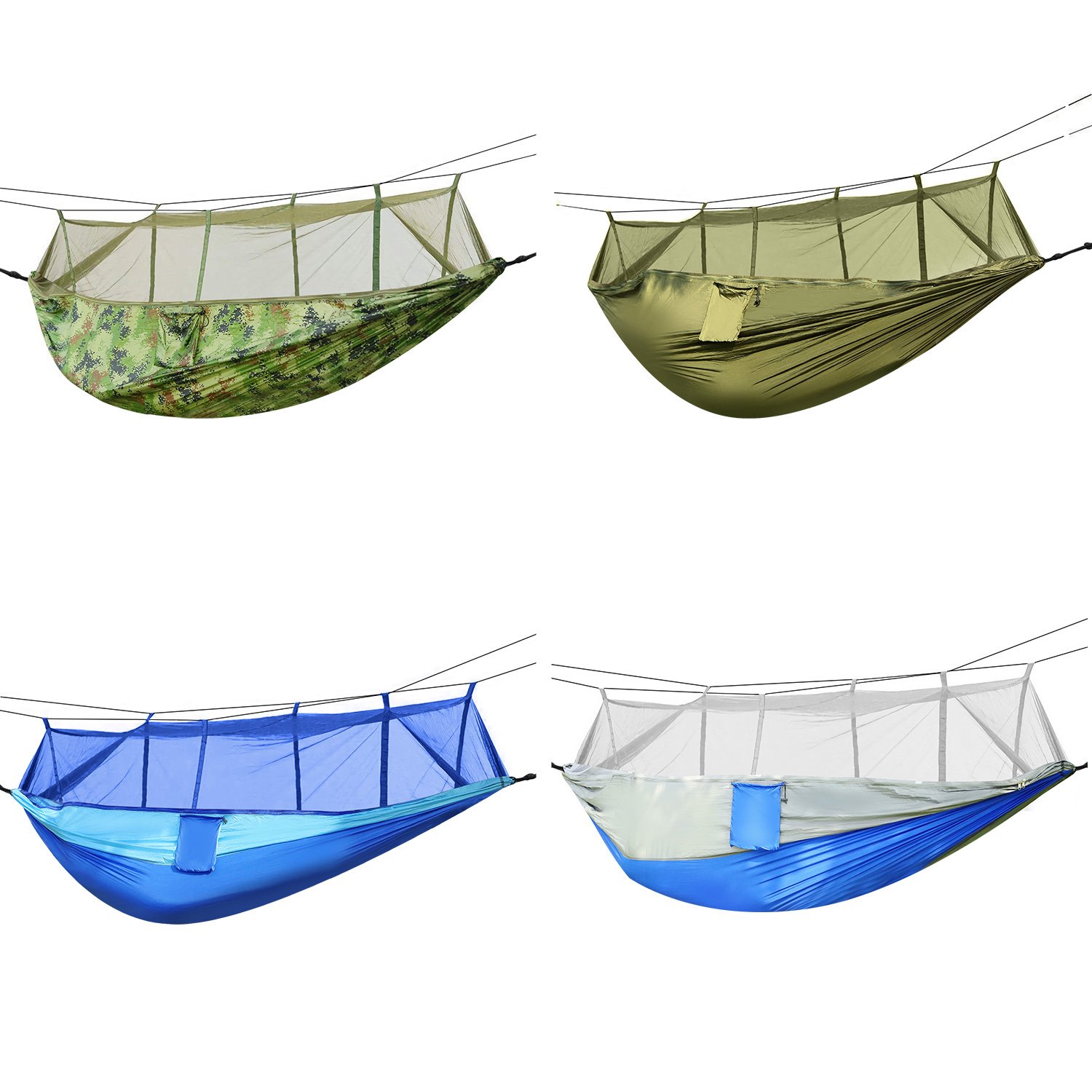 1Pc 600lbs Load 2 Persons Hammock With Mosquito Net Outdoor Hiking Camping Hommock Portable Nylon Swing Hanging Bed With Strap Hook Carry Bag - Image 5