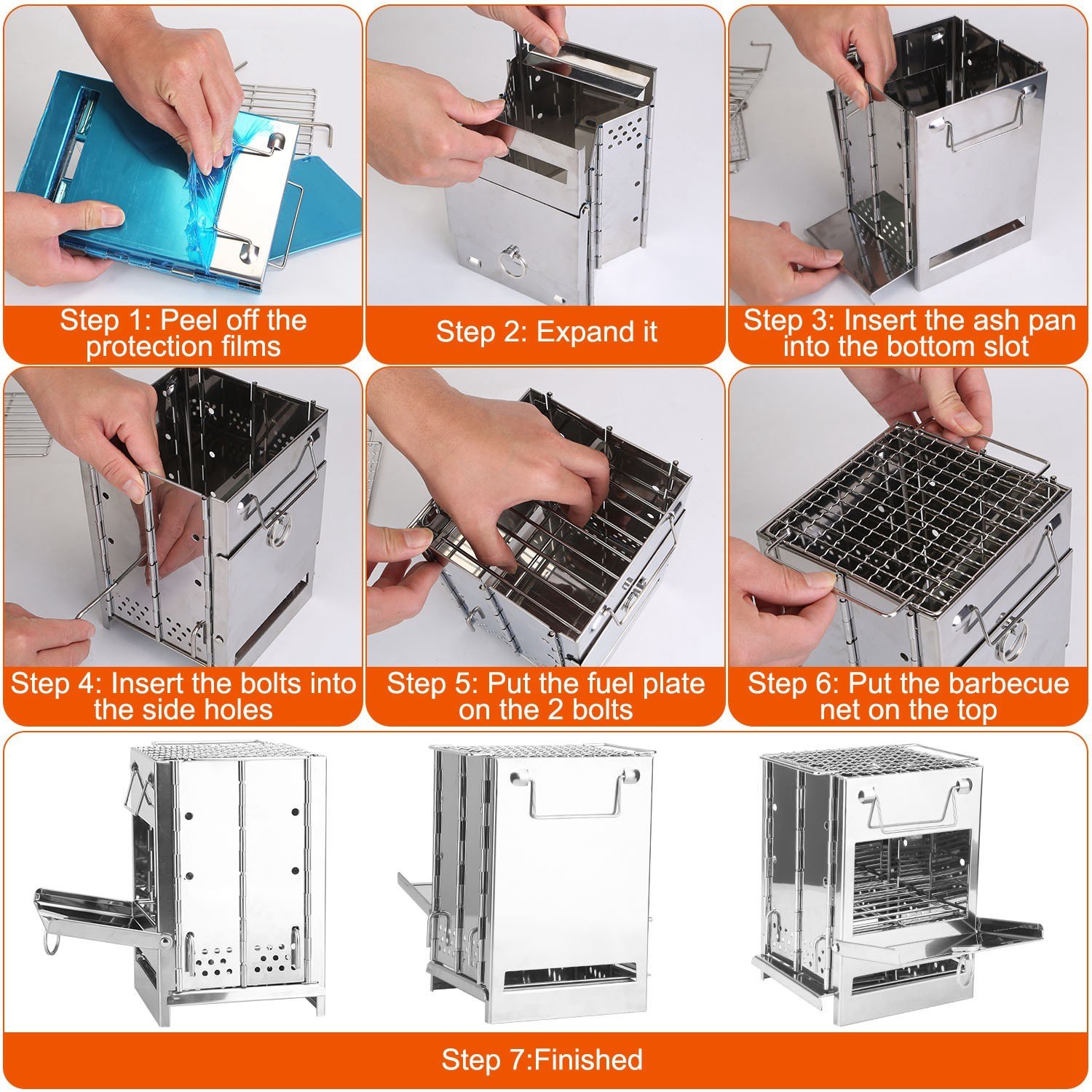 1Pc Portable Backpacking Stove For Camping Hiking Picnic BBQ Outdoor Cooker Folding Travel Charcoal Stove With Handle Carry Bag 2 Bolts - Image 10
