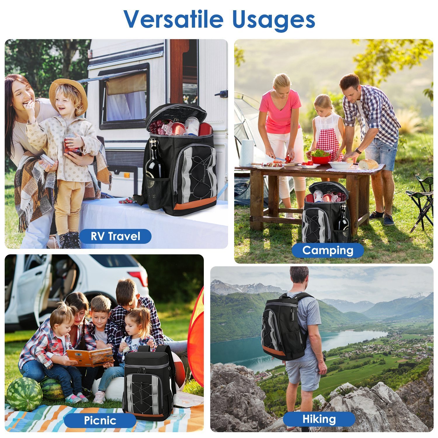 Grey-Black Options 1Pc Cooler Backpack 36 Can Leakproof Insulated Cooler Backpack With 25L 6.6Gal For Picnic Camping Beach Hiking Fishing Travel - Image 10