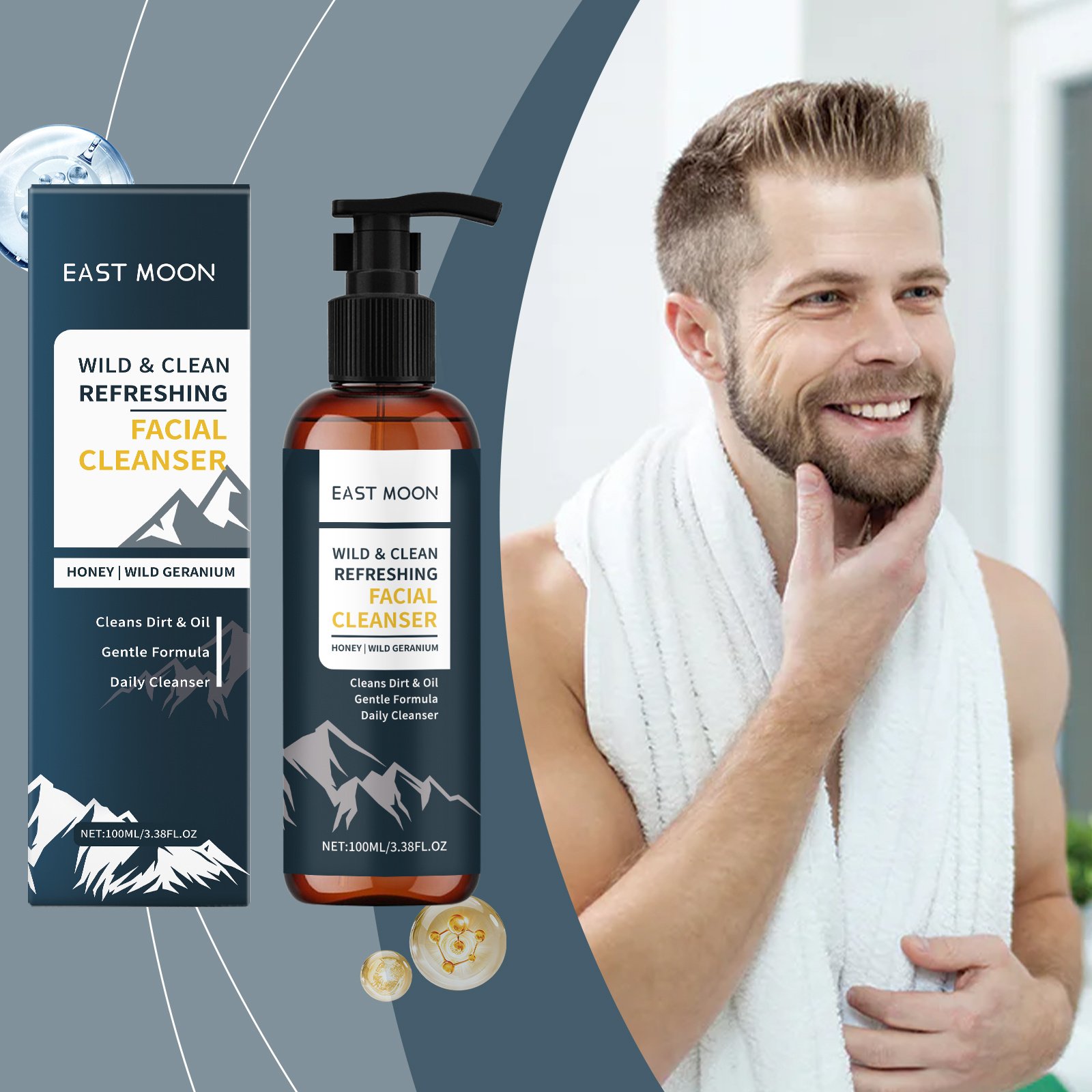 East Moon Nourishing Face Cleanse For Men, Gentle Cleansing Face Cleanser With Refreshing Oil Control - Image 3