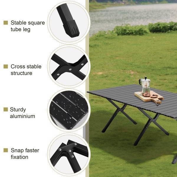 116X60X42cm Black Camping Roll Table - Image 5