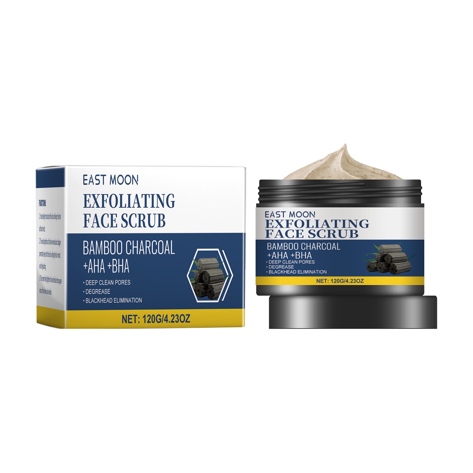 East Moon Charcoal Facial Scrub, Gentle Exfoliating Comfort Cleansing Face Moisturizing Moisturizing Scrub - Image 2