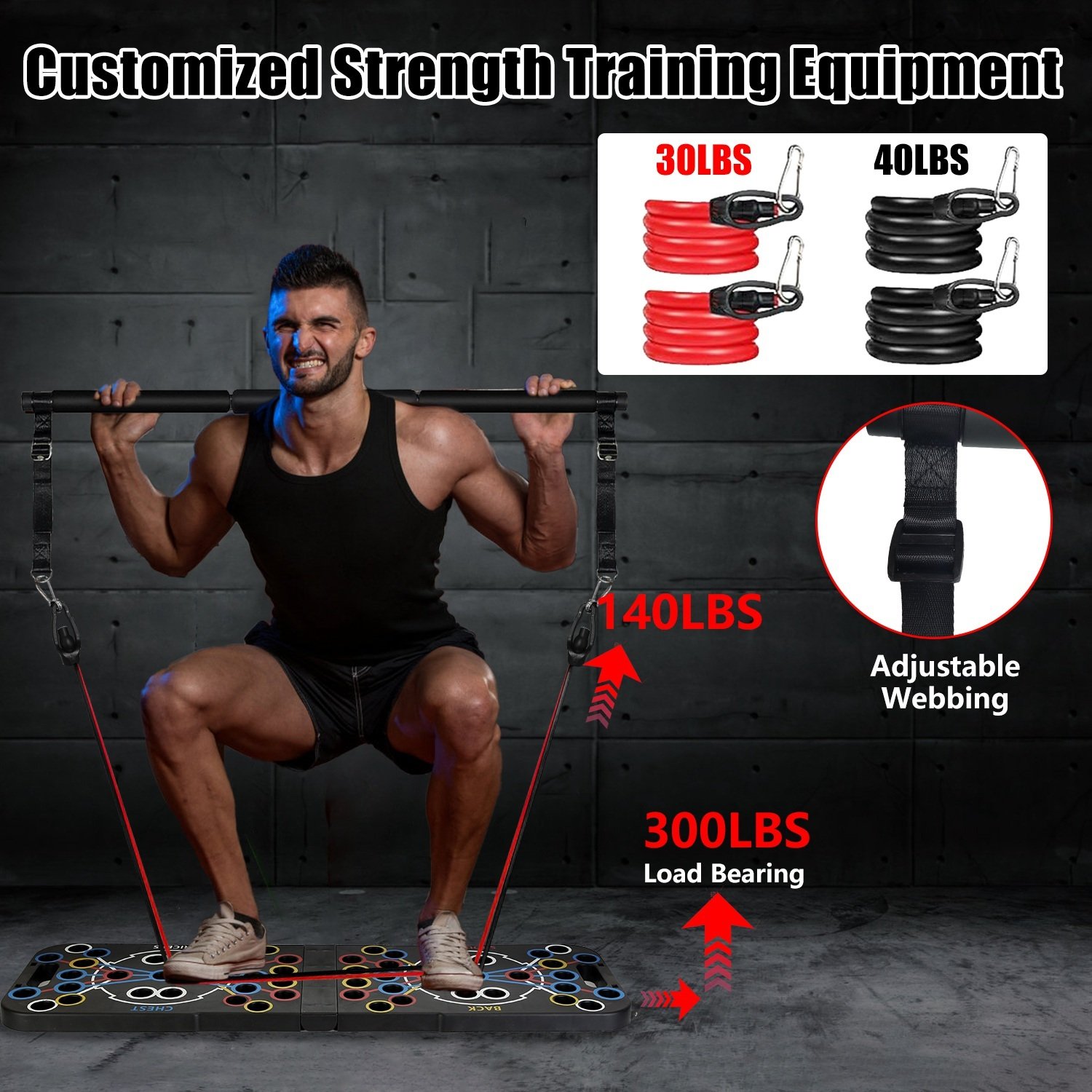 Multifunctional Push Up Board Home Strength Training Equipment With 15 Fitness Accessories Pilates Bar Resistance Band Roller Wheel Full Body Workout Home Gym Equipment - Image 2