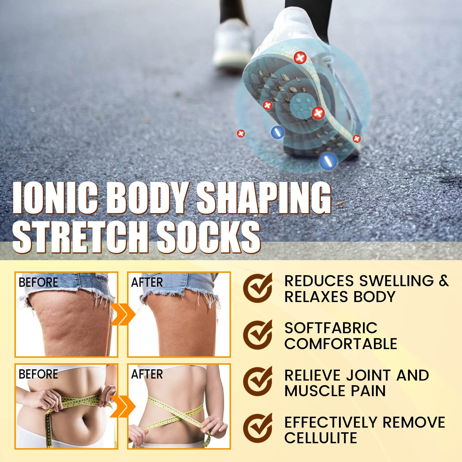 South Moon Ionic Body Shaping Stretch Socks, Outdoor Sports Comfortable Breathable Non-slip Foot Care Elastic Socks - Image 5