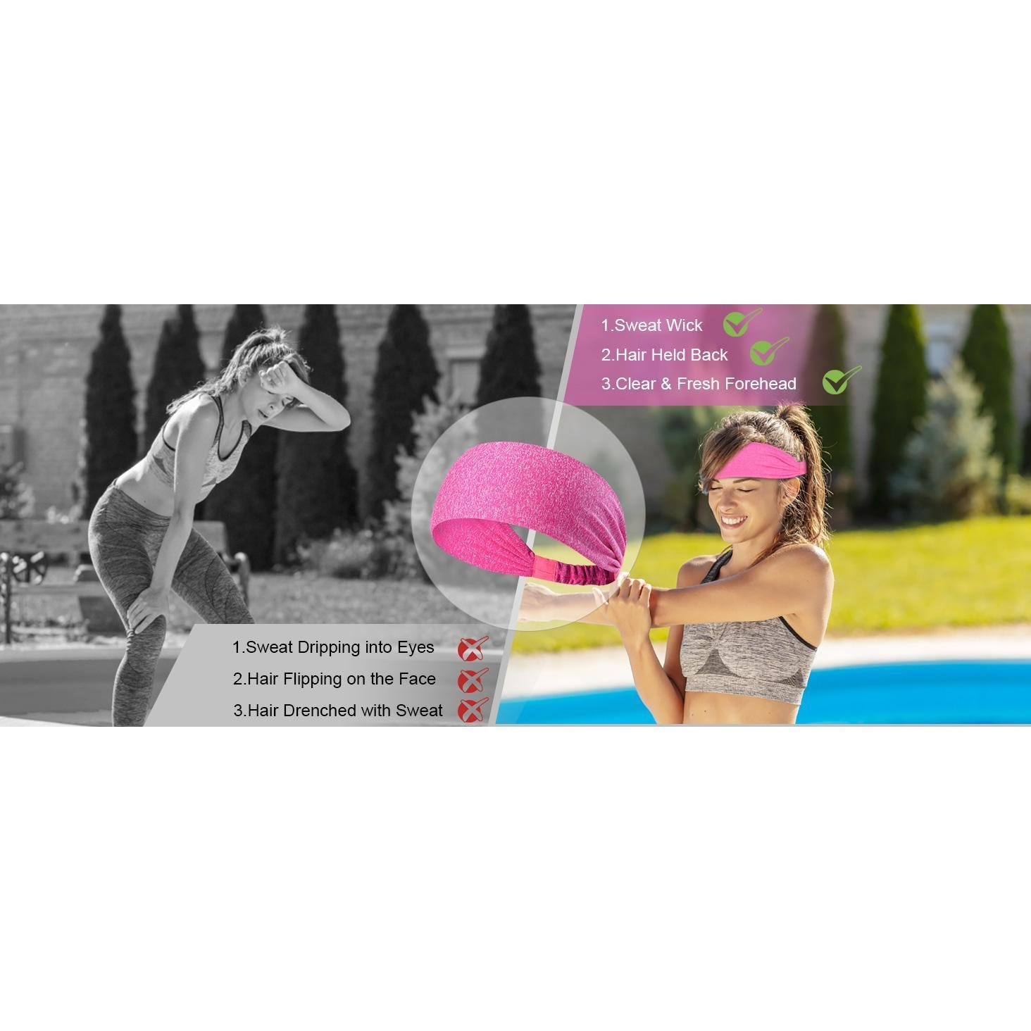 5-Piece Women's Anti-Slip Sports Sweat-Absorbing Headbands Elastic Yoga Fitness Running Headbands Unisex - Image 6
